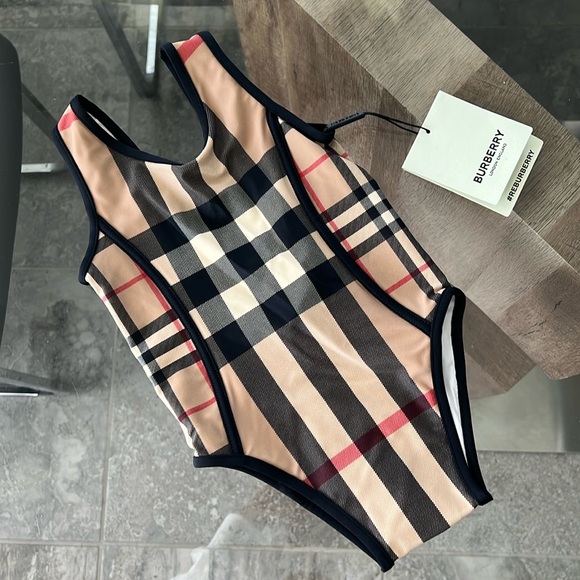 BURBERRY Kids Mini Nigella One Piece Swimsuit, Archive Beige Check Size 12M NWT - Picture 5 of 8